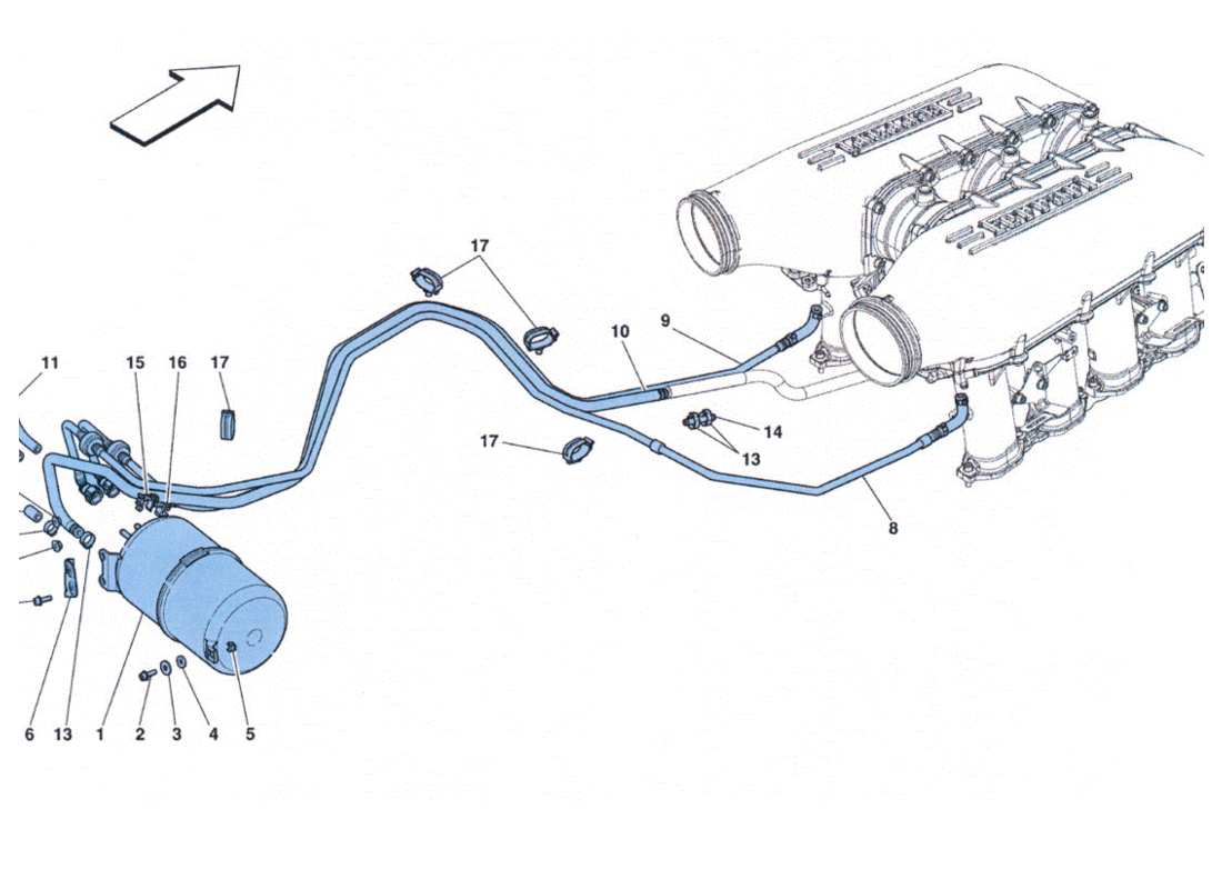 ferrari 458 challenge schema parte impianto aria secondaria