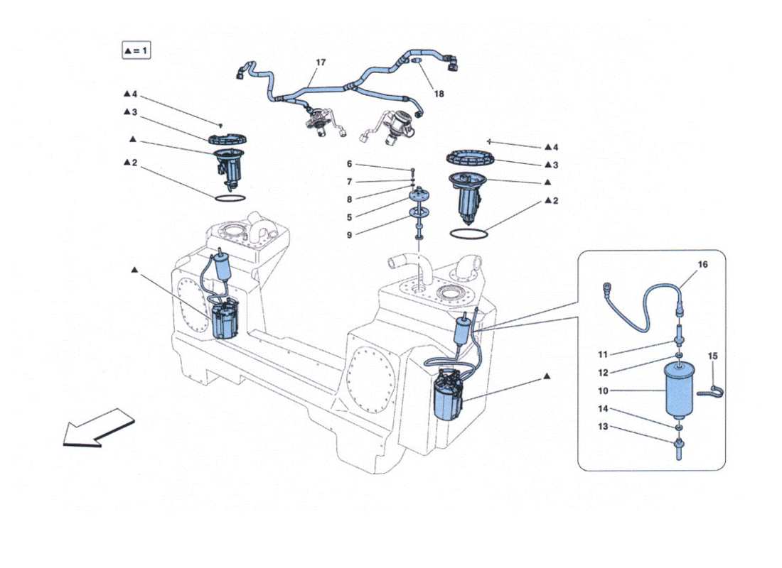 ferrari 458 challenge pompe e tubazioni alimentazione schema parte