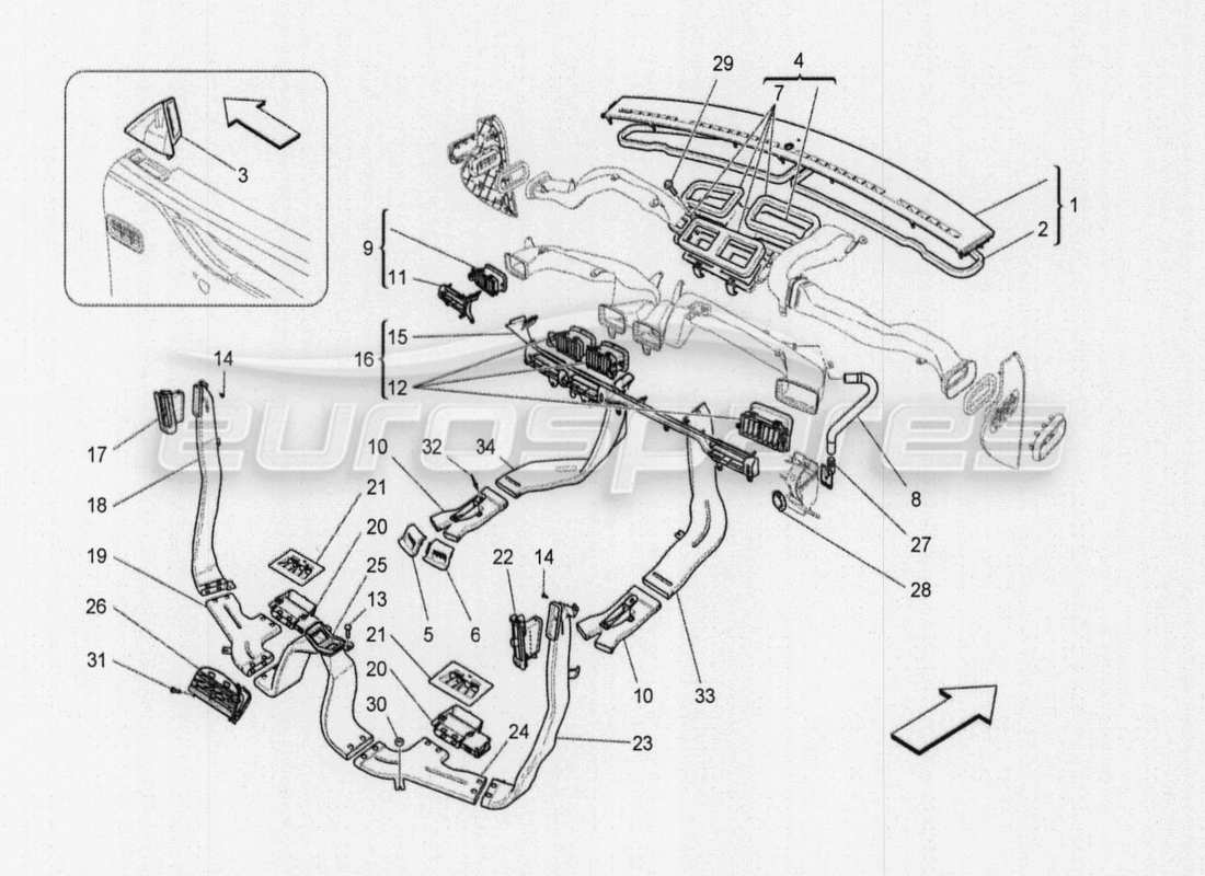 maserati qtp. v8 3.8 530bhp auto 2015 unità a c: diagramma delle parti del controllo elettronico
