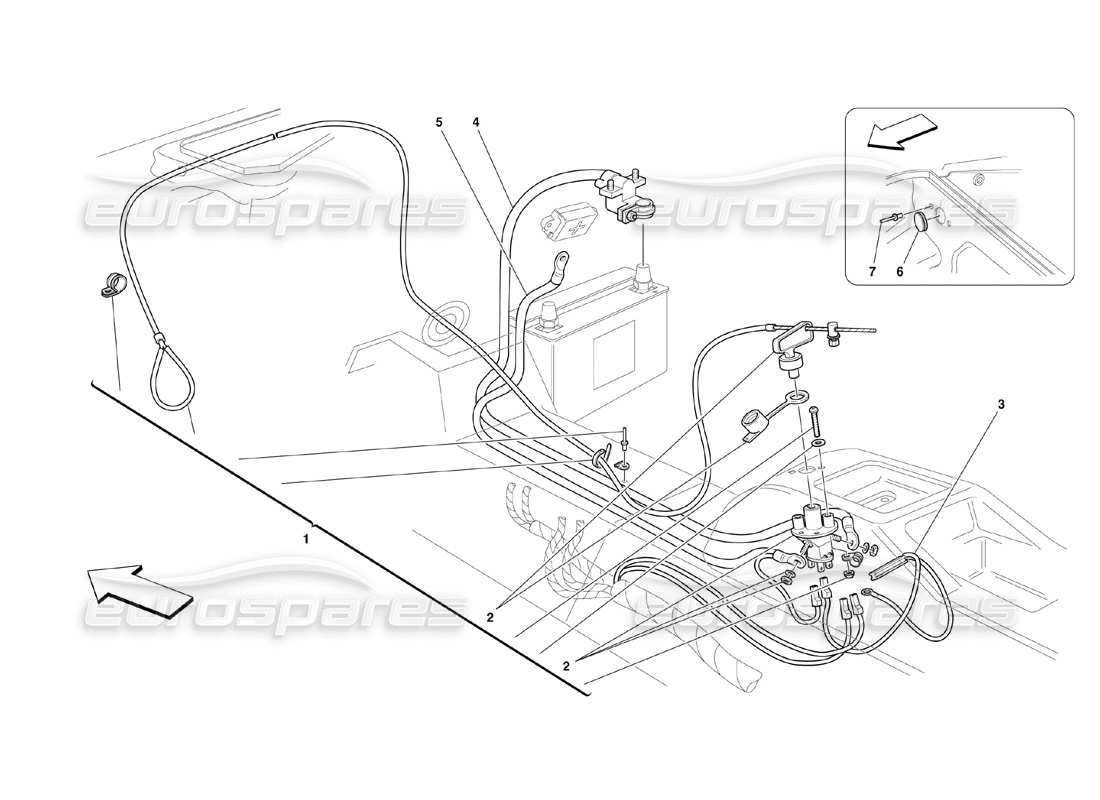 ferrari 360 challenge (2000) diagramma delle parti di interruzione della batteria