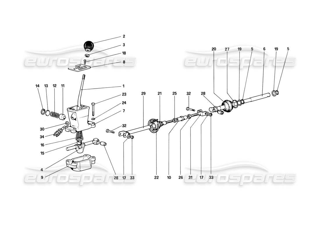 ferrari 308 (1981) gtbi/gtsi comandi esterni del cambio diagramma delle parti
