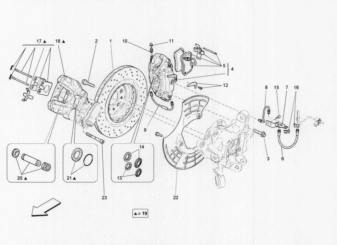 maserati qtp. v6 3.0 bt 410bhp 2wd 2017 schema parziale dei dispositivi di frenatura sulle ruote posteriori