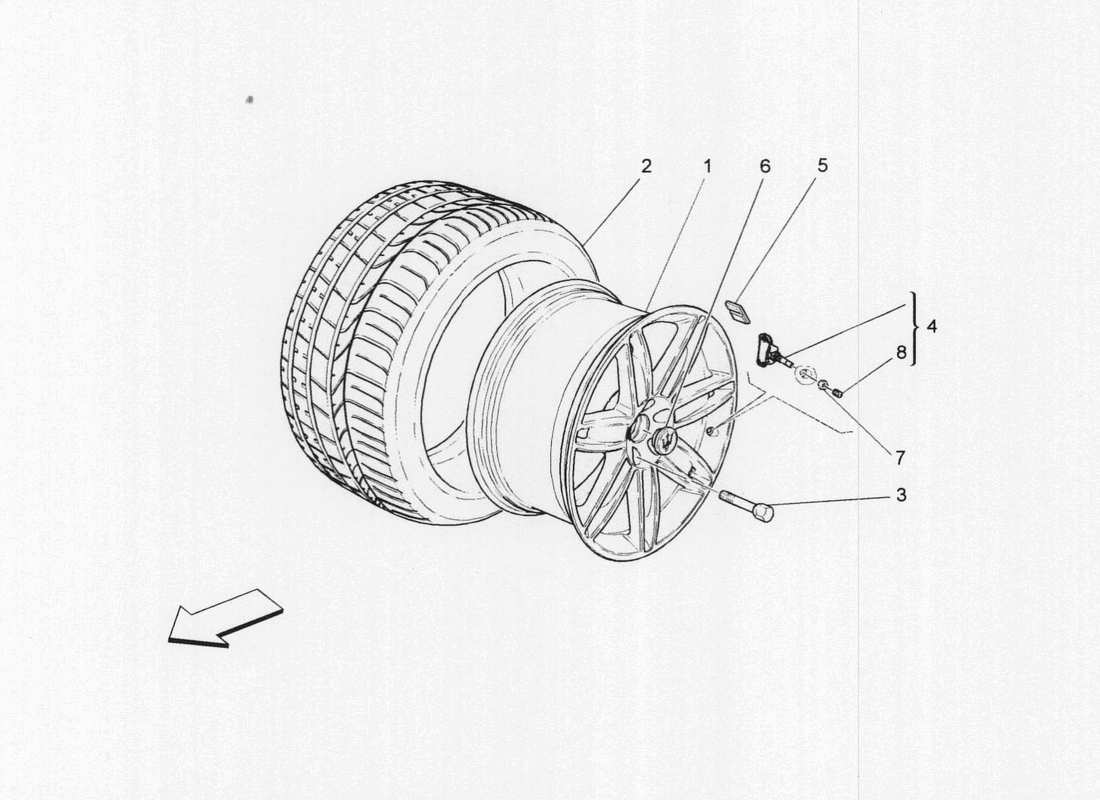 maserati qtp. v6 3.0 bt 410bhp 2wd 2017 diagramma delle parti di ruote e pneumatici