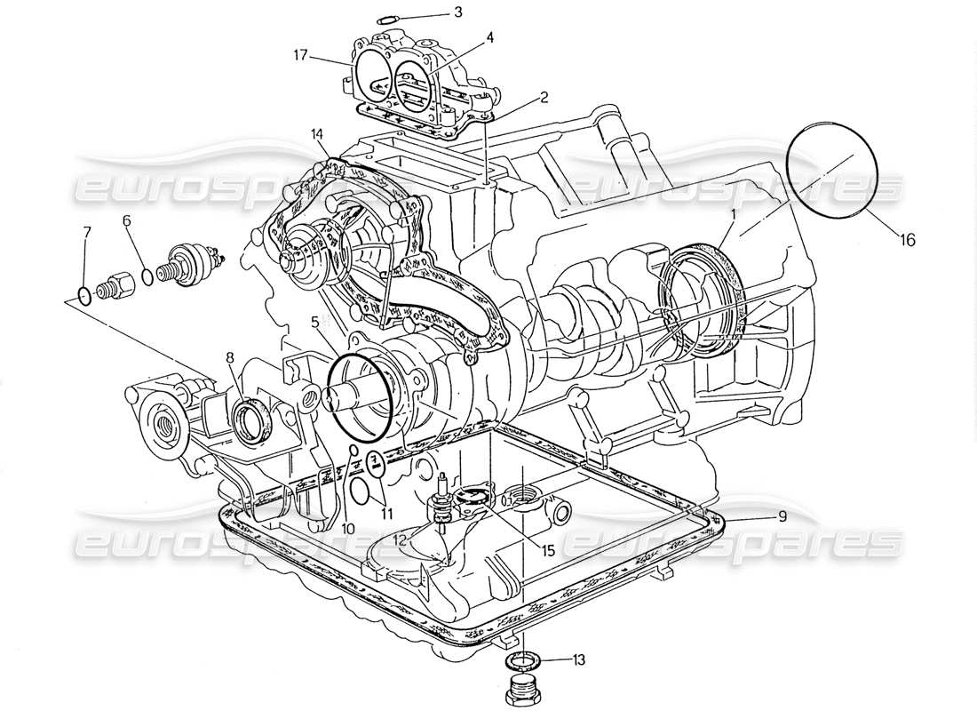 maserati 228 diagramma delle parti di guarnizioni e paraolio per la revisione del blocco