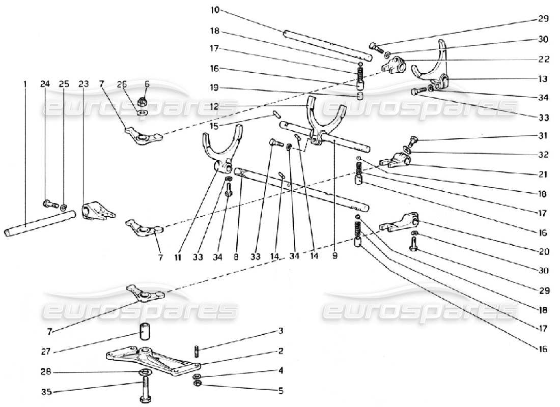 ferrari 308 gtb (1976) comandi interni del cambio diagramma delle parti