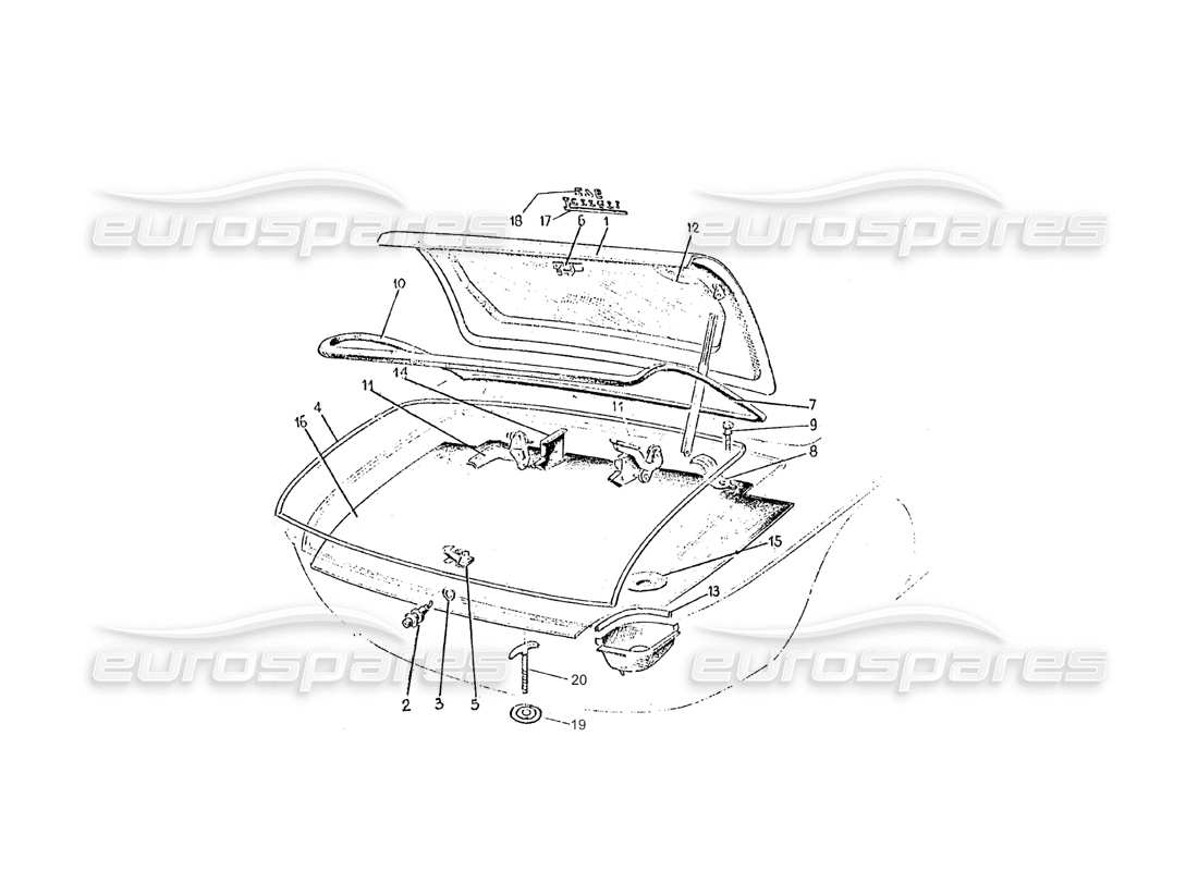 ferrari 275 (pininfarina coachwork) gruppo baule diagramma delle parti