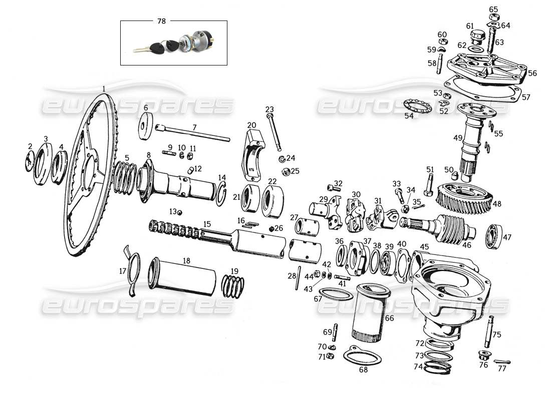 ferrari 250 gte (1957) sterzo diagramma delle parti