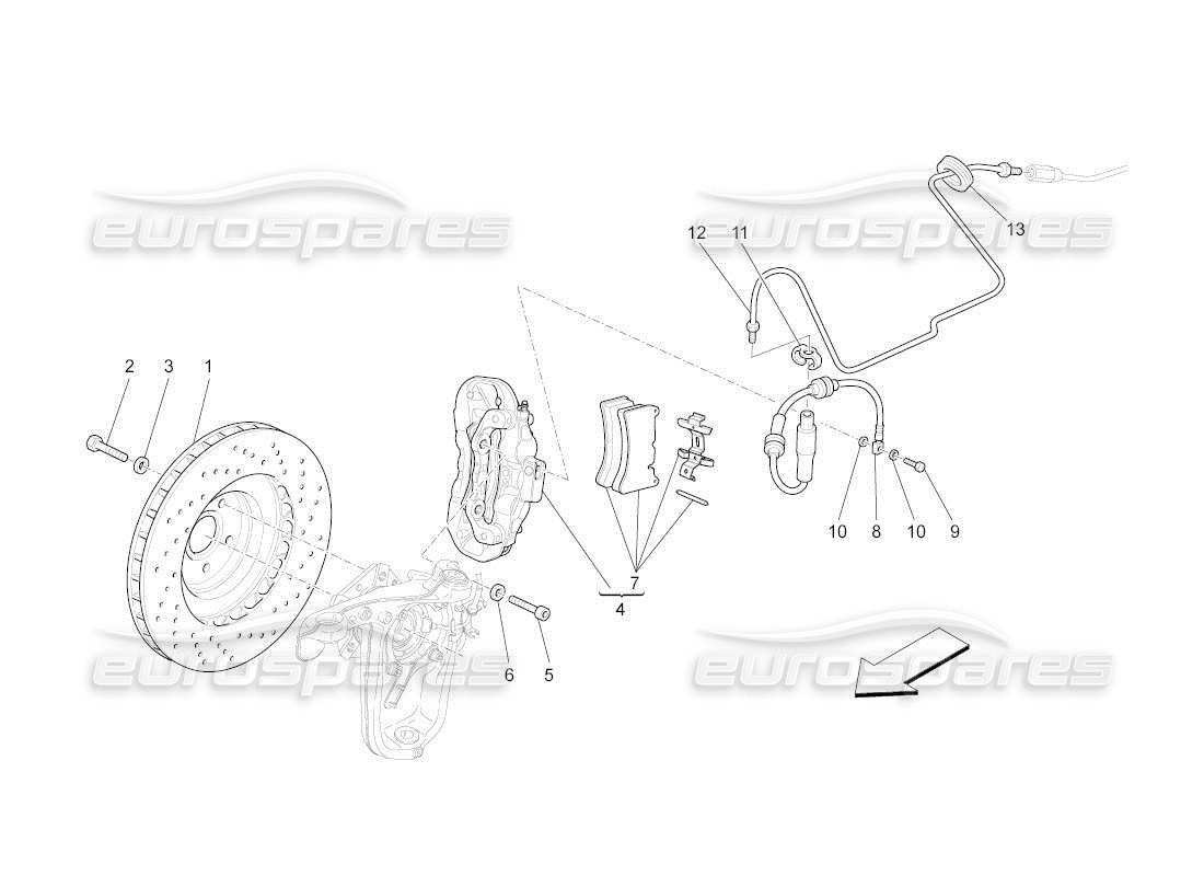 maserati qtp. (2011) 4.7 auto schema parziale dei dispositivi di frenatura sulle ruote anteriori