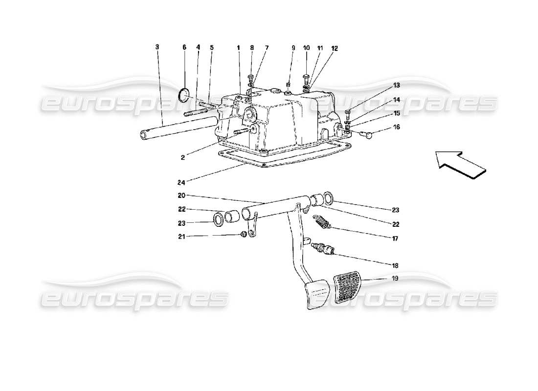 ferrari mondial 3.4 t coupe/cabrio custodia e supporto per pedali - valido per auto con diagramma delle parti fe