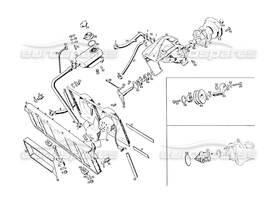 maserati khamsin raffreddamento del motore diagramma delle parti