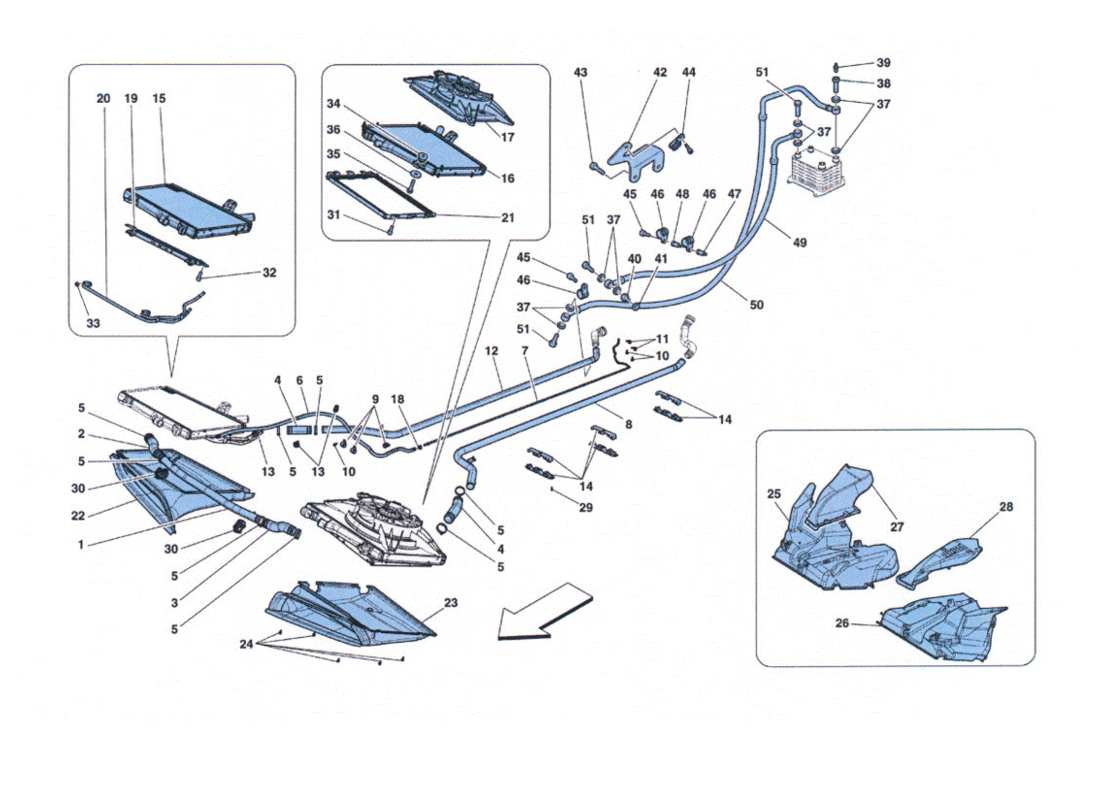 ferrari 458 challenge raffreddamento - radiatori e convogliatori aria diagramma delle parti