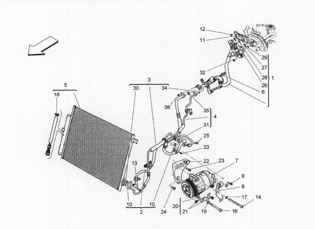 maserati qtp. v6 3.0 bt 410bhp 2wd 2017 unità a c: diagramma delle parti dei dispositivi del vano motore