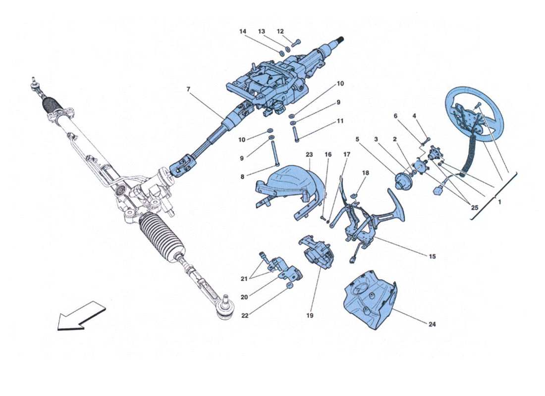 ferrari 458 challenge comando sterzopompa e serbatoio idroguida diagramma delle parti