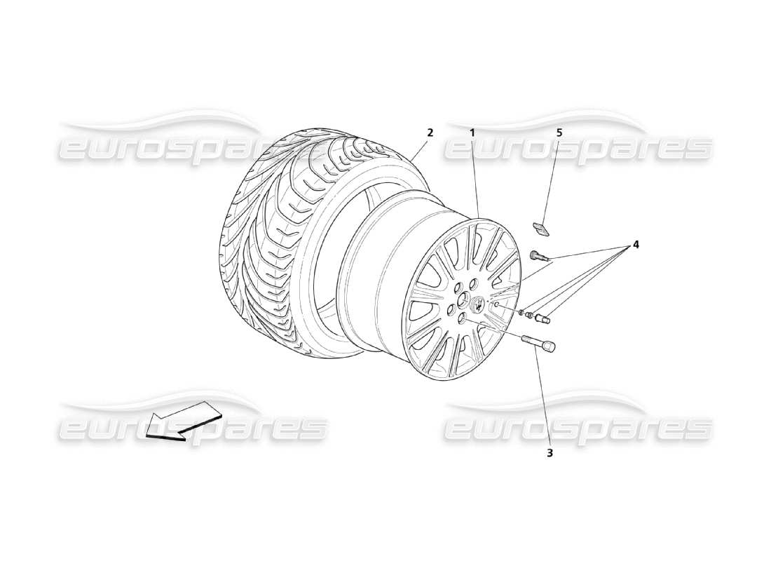 maserati qtp. (2003) 4.2 diagramma delle parti del cerchione e del pneumatico