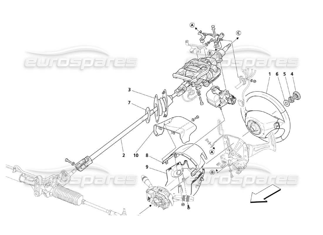 maserati qtp. (2003) 4.2 diagramma delle parti del gruppo albero e volante