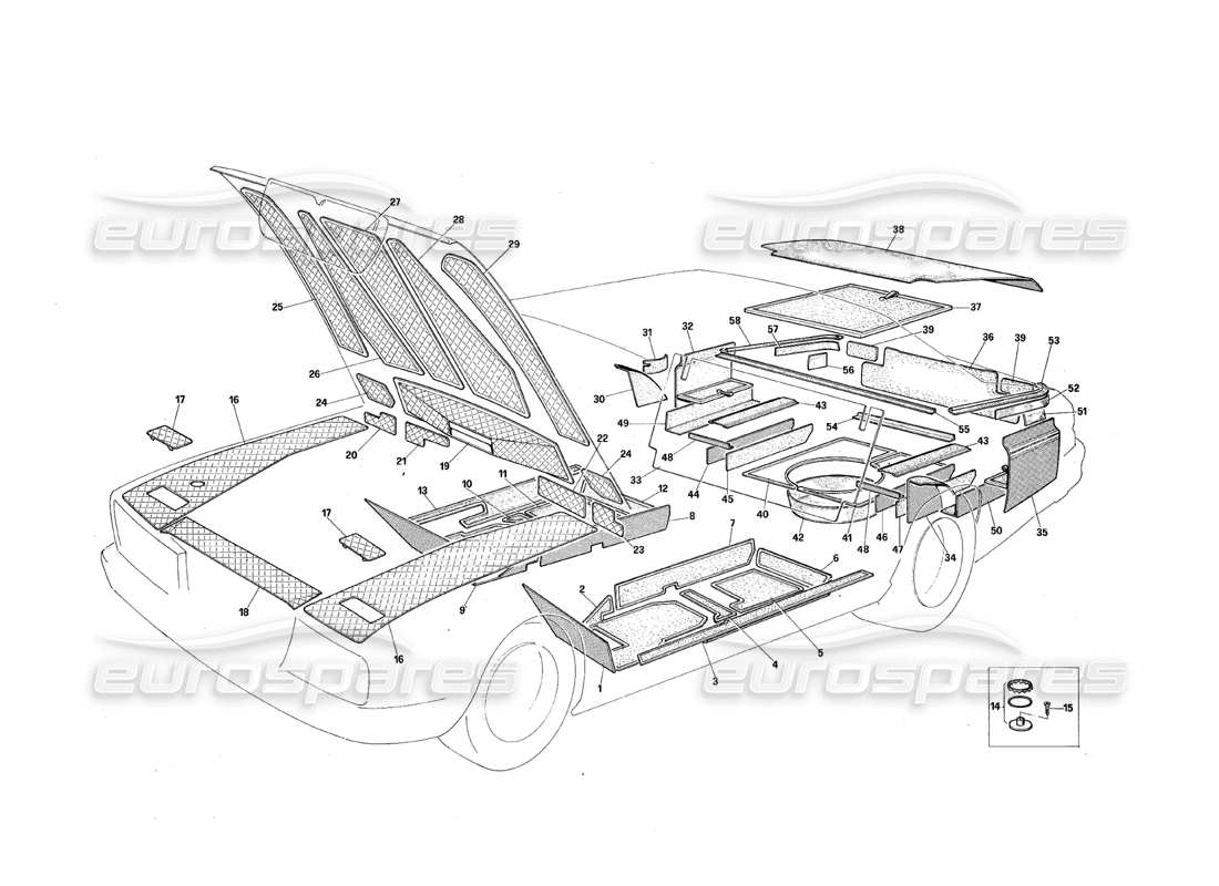maserati qtp.v8 4.9 (s3) 1979 tappeti diagramma delle parti