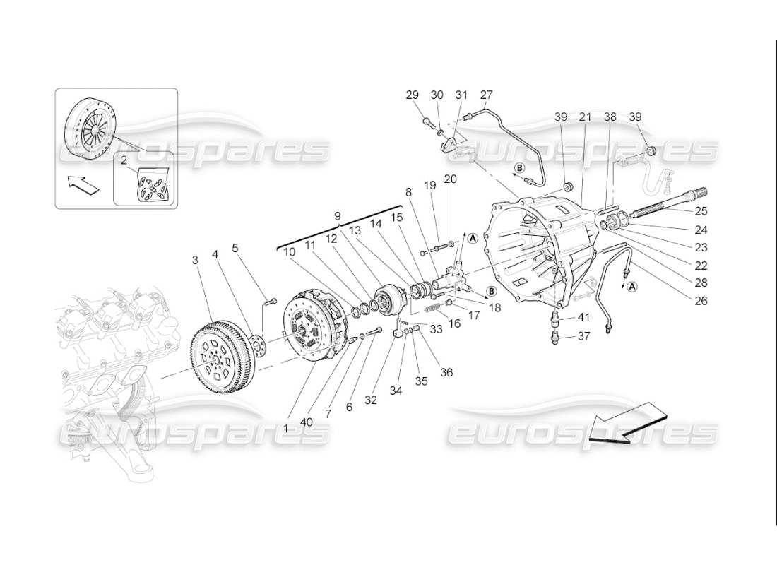 maserati qtp. (2007) 4.2 f1 dischi di attrito e alloggiamento per cambio f1 diagramma delle parti