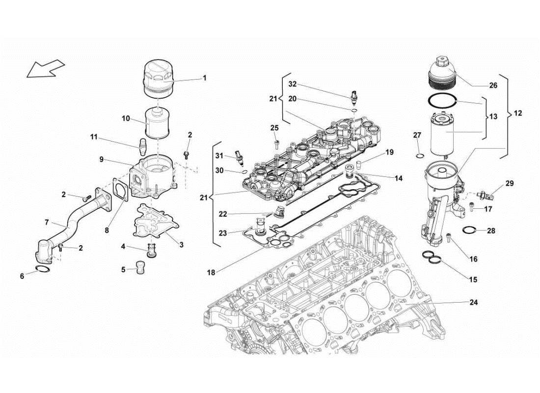 lamborghini gallardo sts ii sc schema delle parti filtro olio