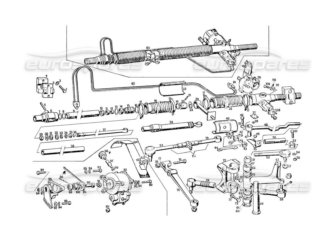 maserati khamsin tiranti diagramma delle parti