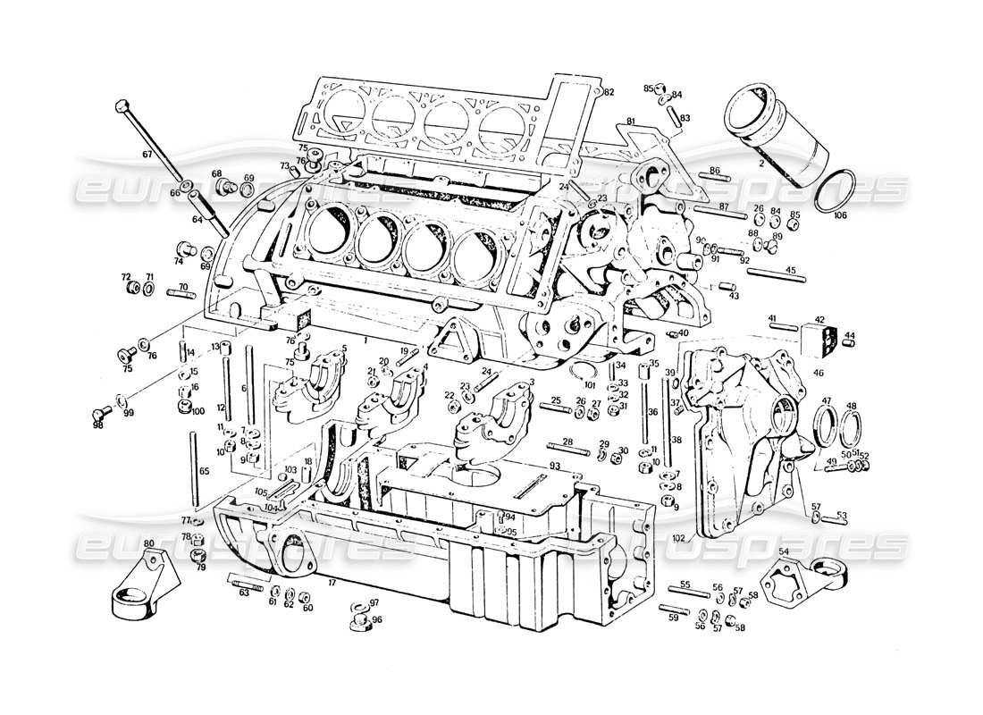 maserati khamsin alloggiamento del motore diagramma delle parti