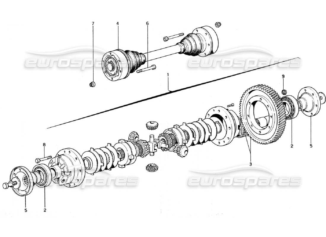 ferrari 308 gtb (1976) differenziale e semiassi diagramma delle parti