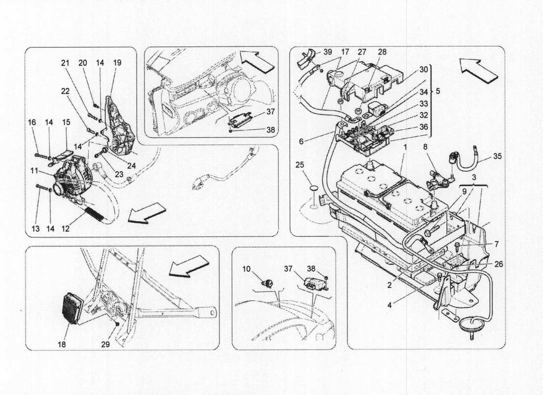 maserati qtp. v6 3.0 bt 410bhp 2wd 2017 diagramma delle parti di generazione e accumulo di energia
