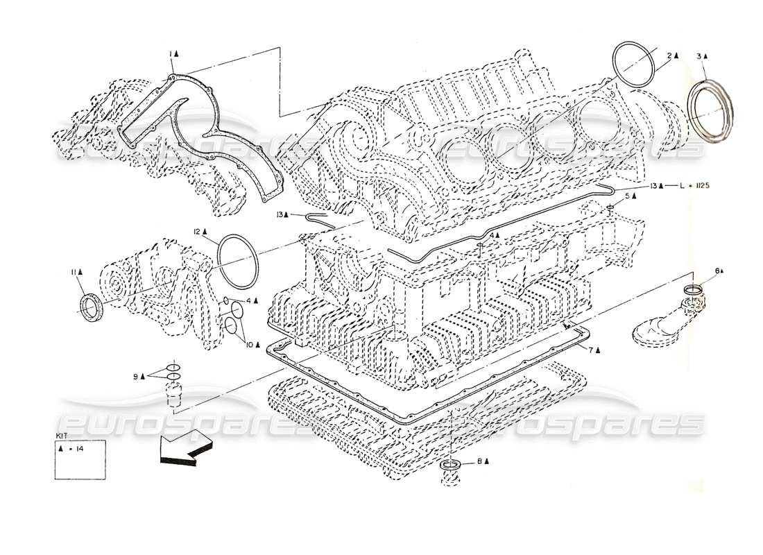 maserati shamal guarnizione-paraolio per revisione blocco c. diagramma delle parti