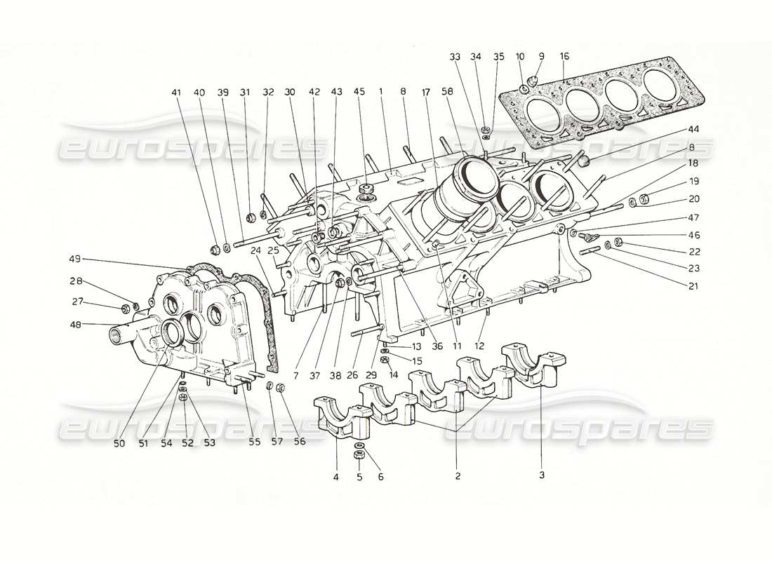 ferrari 308 gt4 dino (1976) schema delle parti del basamento