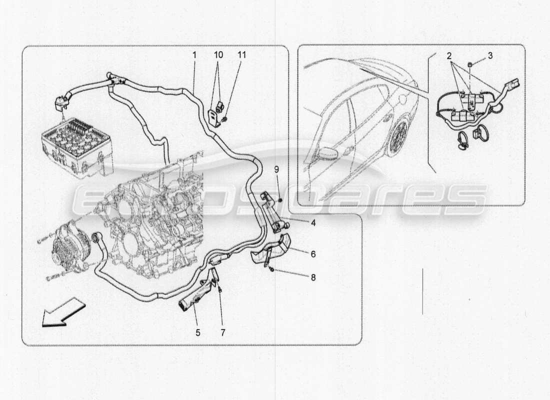 maserati qtp. v8 3.8 530bhp 2014 auto schema delle parti del cablaggio principale