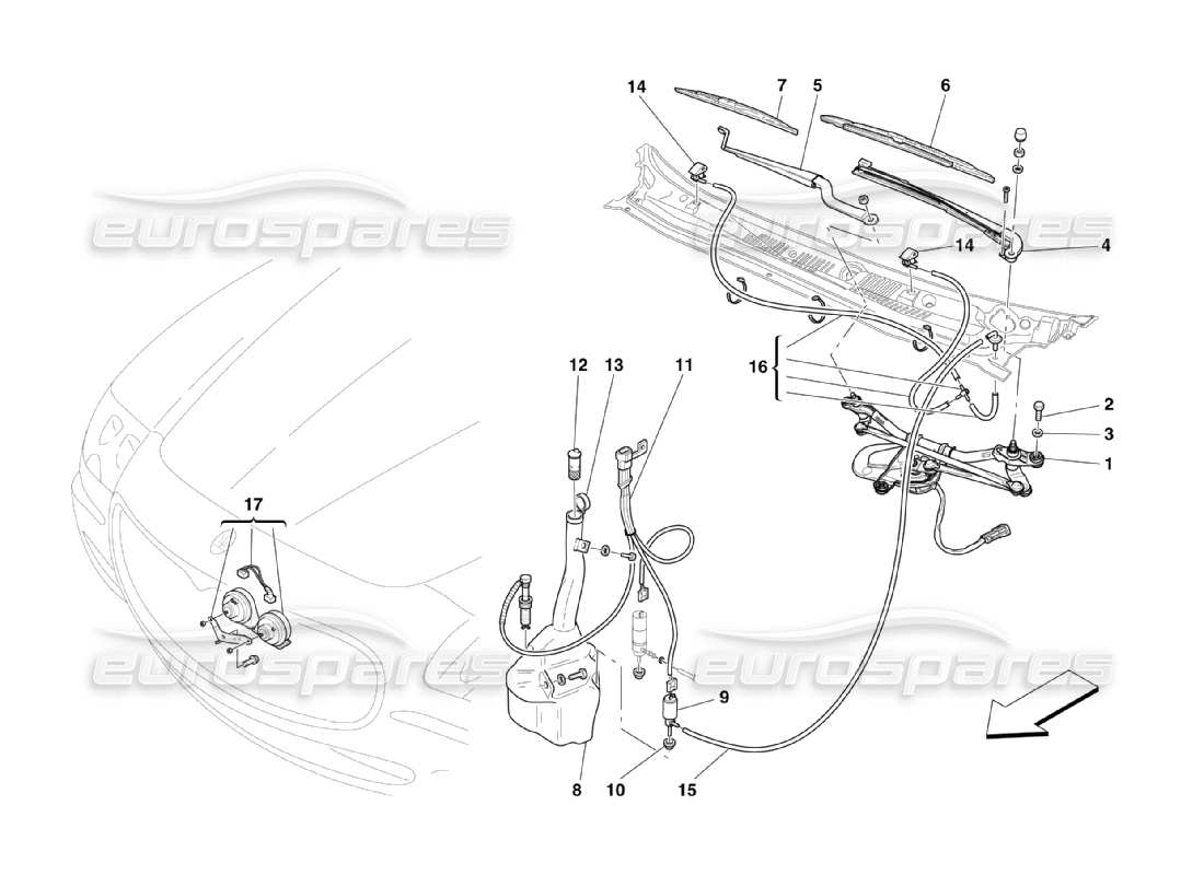maserati qtp. (2003) 4.2 diagramma delle parti dei servizi esterni dell'auto
