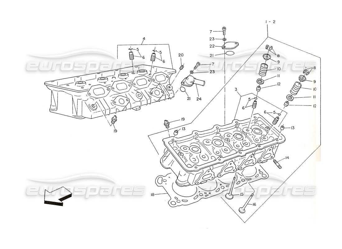 maserati shamal teste dei cilindri diagramma delle parti