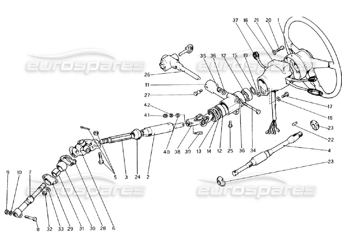 ferrari 308 gtb (1976) piantone dello sterzo diagramma delle parti