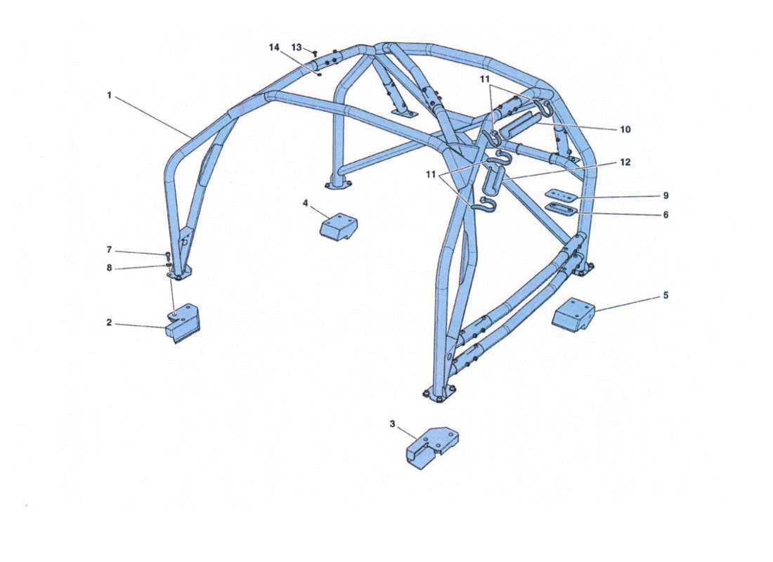 ferrari 458 challenge roll bar diagramma delle parti