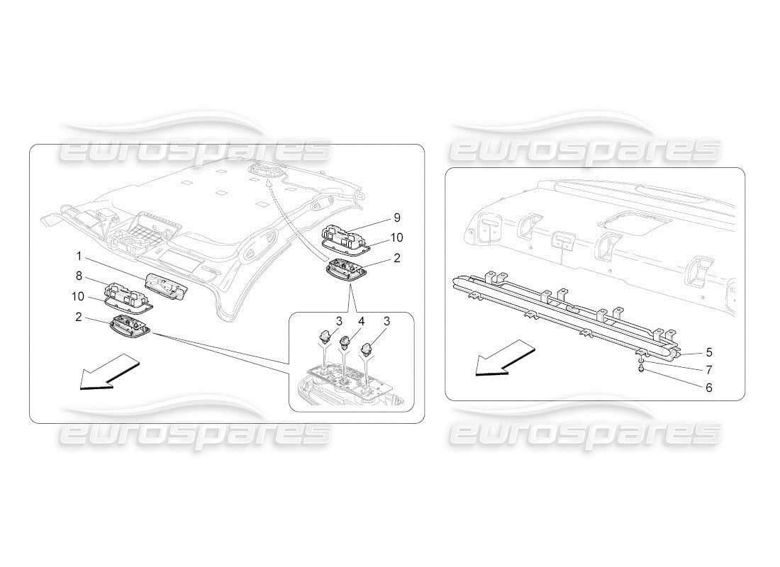 maserati qtp. (2011) 4.7 auto diagramma delle parti dei dispositivi interni del veicolo