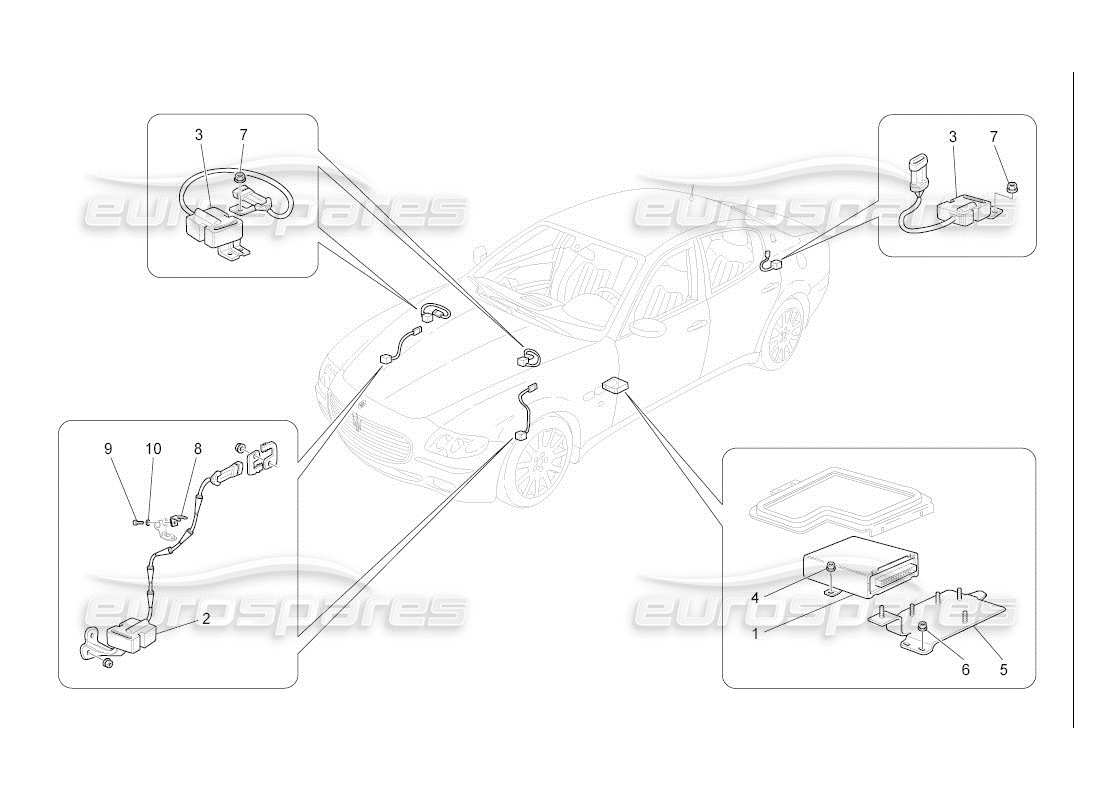 maserati qtp. (2007) 4.2 auto diagramma delle parti del controllo elettronico (sospensione).