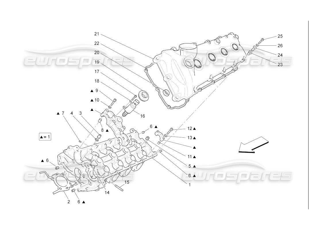 maserati qtp. (2007) 4.2 auto diagramma delle parti della testata del cilindro sinistra
