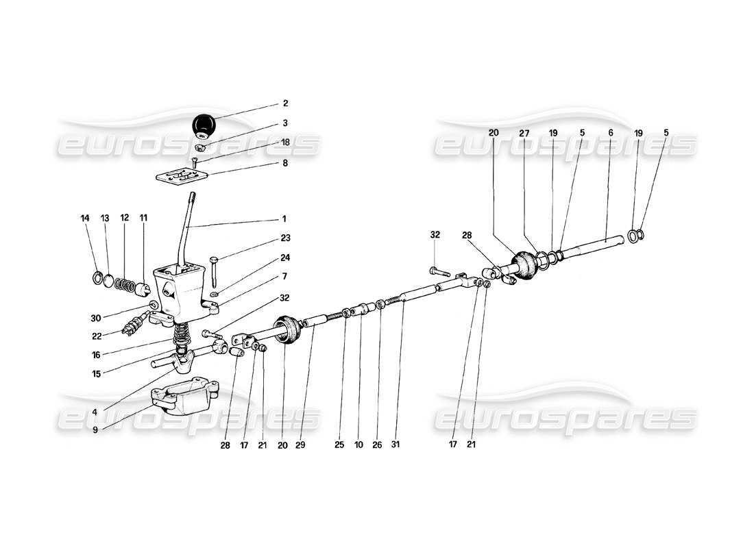 ferrari mondial 8 (1981) comandi esterni del cambio diagramma delle parti