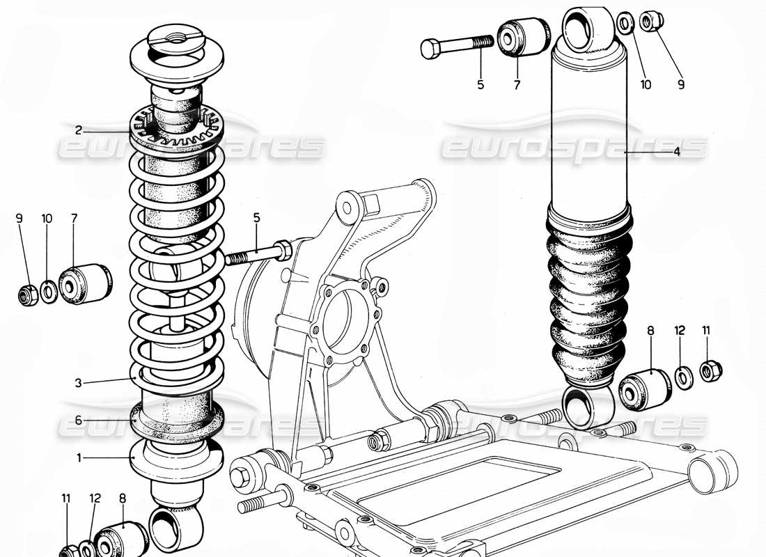 ferrari 365 gtc4 (mechanical) schema delle parti degli ammortizzatori posteriori