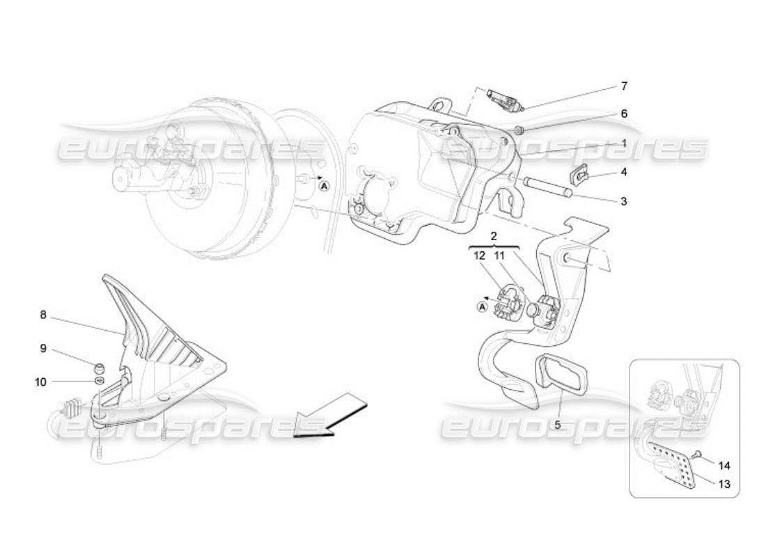 maserati qtp. (2005) 4.2 schema completo delle parti dell'unità pedaliera