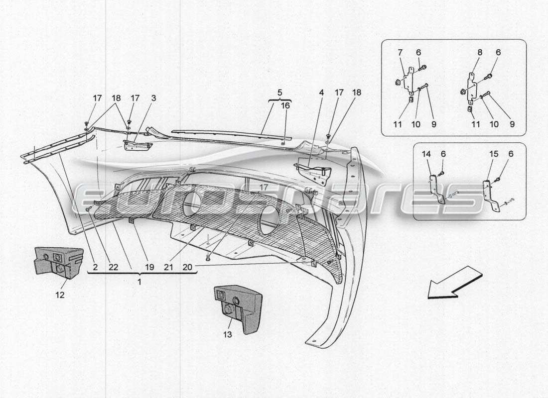 maserati grancabrio mc centenario paraurti posteriore diagramma delle parti