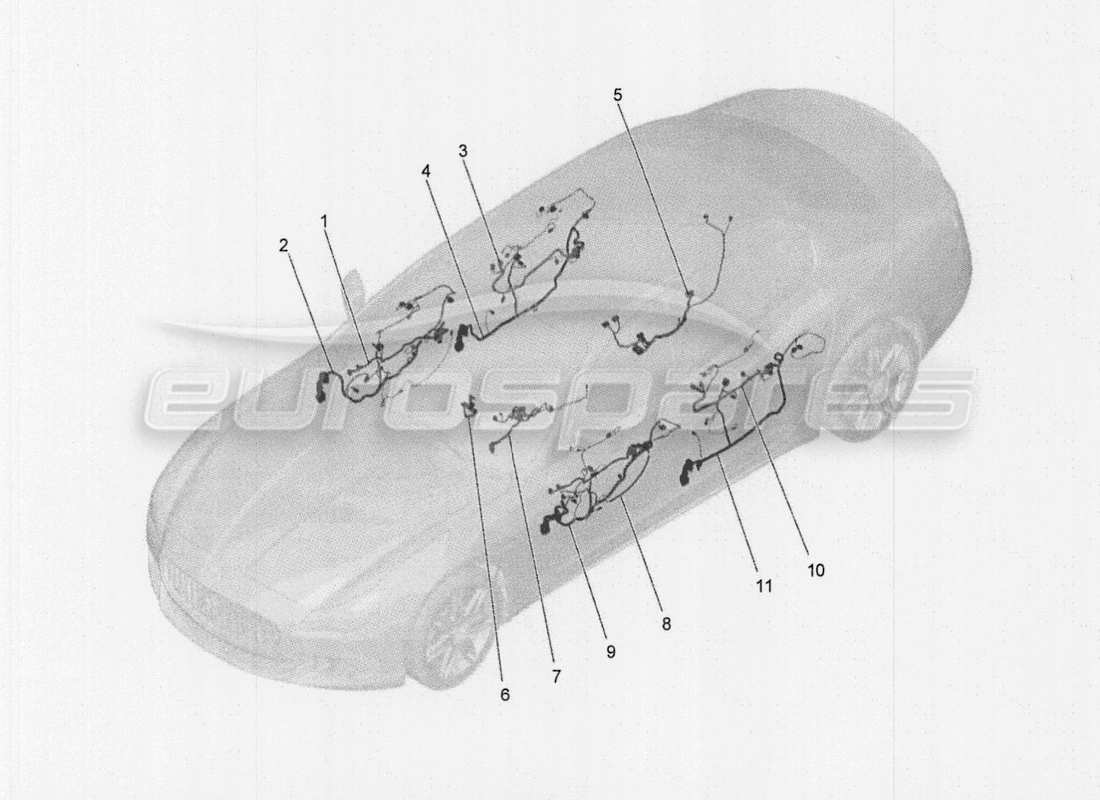 maserati qtp. v8 3.8 530bhp auto 2015 schema delle parti del cablaggio principale
