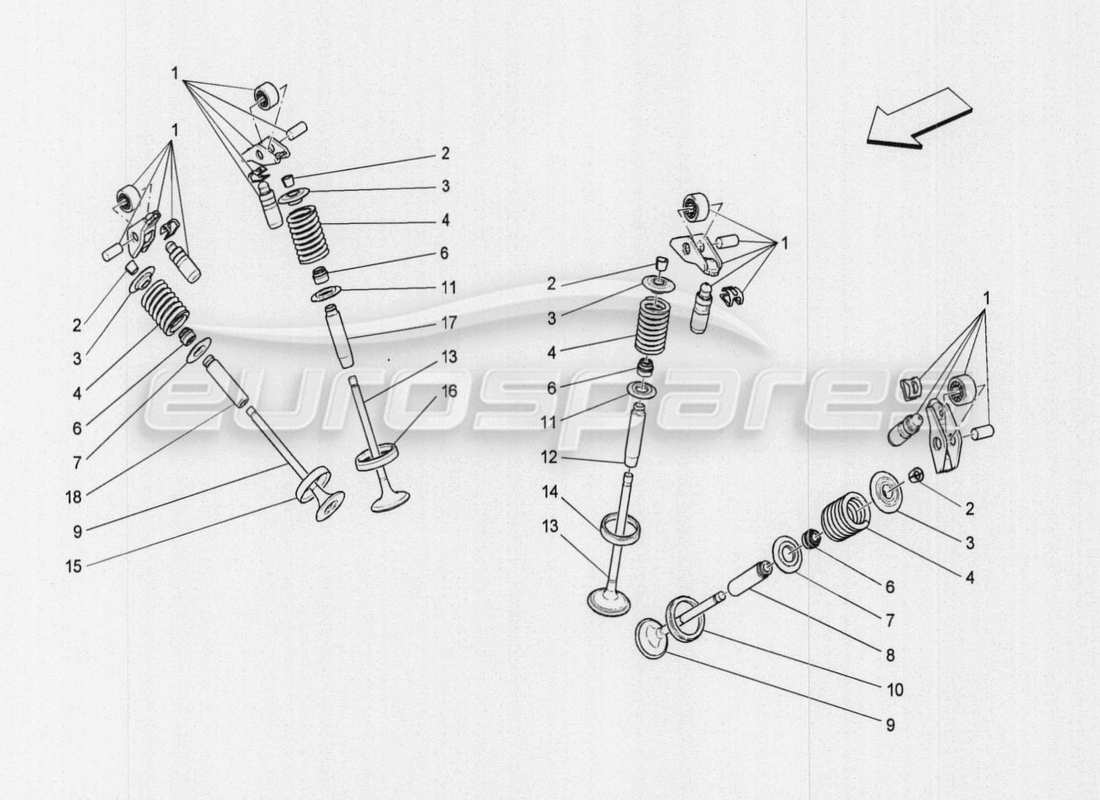 maserati qtp. v8 3.8 530bhp auto 2015 diagramma delle parti delle valvole