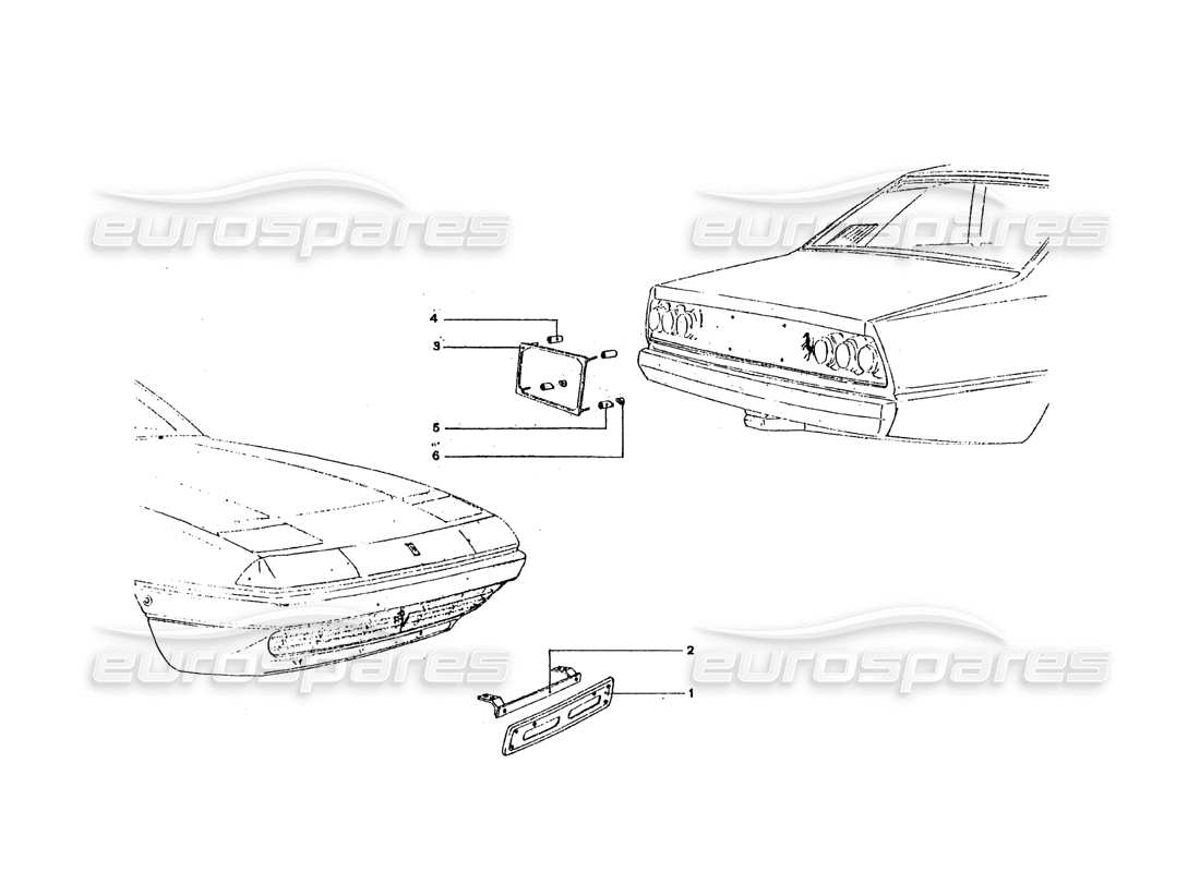 ferrari 365 gt4 2+2 coachwork diagramma delle parti del portatarga