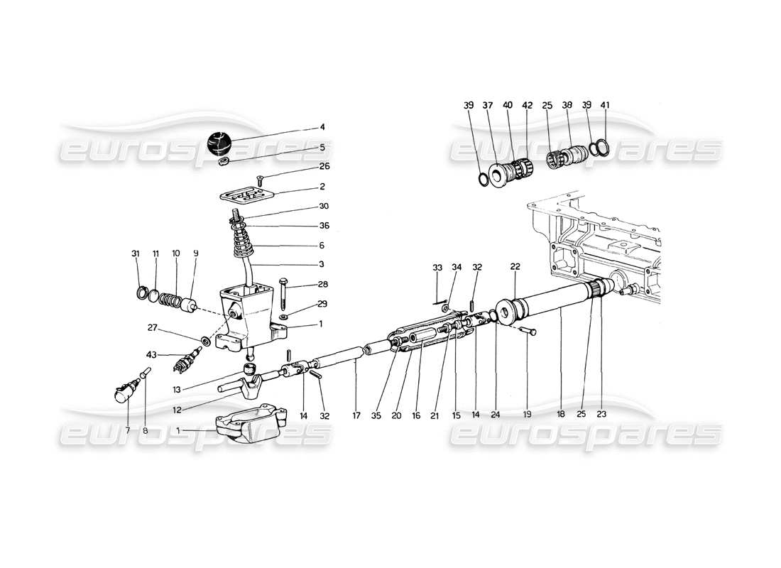 ferrari 246 dino (1975) comandi esterni del cambio diagramma delle parti