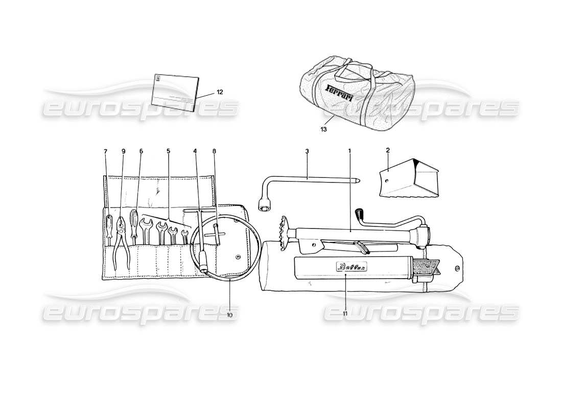 ferrari 246 dino (1975) kit di strumenti diagramma delle parti