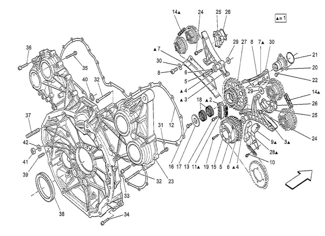 maserati qtp. v8 3.8 530bhp 2014 diagramma delle parti di temporizzazione