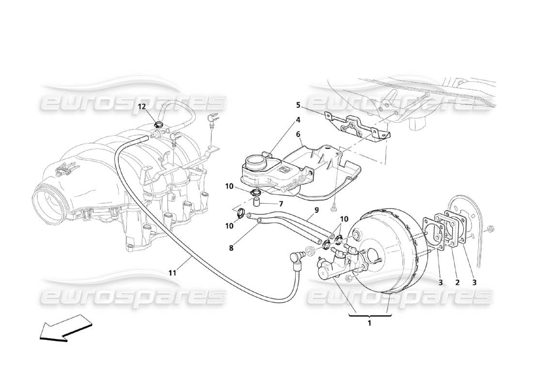 maserati qtp. (2003) 4.2 sistema di servofreno diagramma delle parti