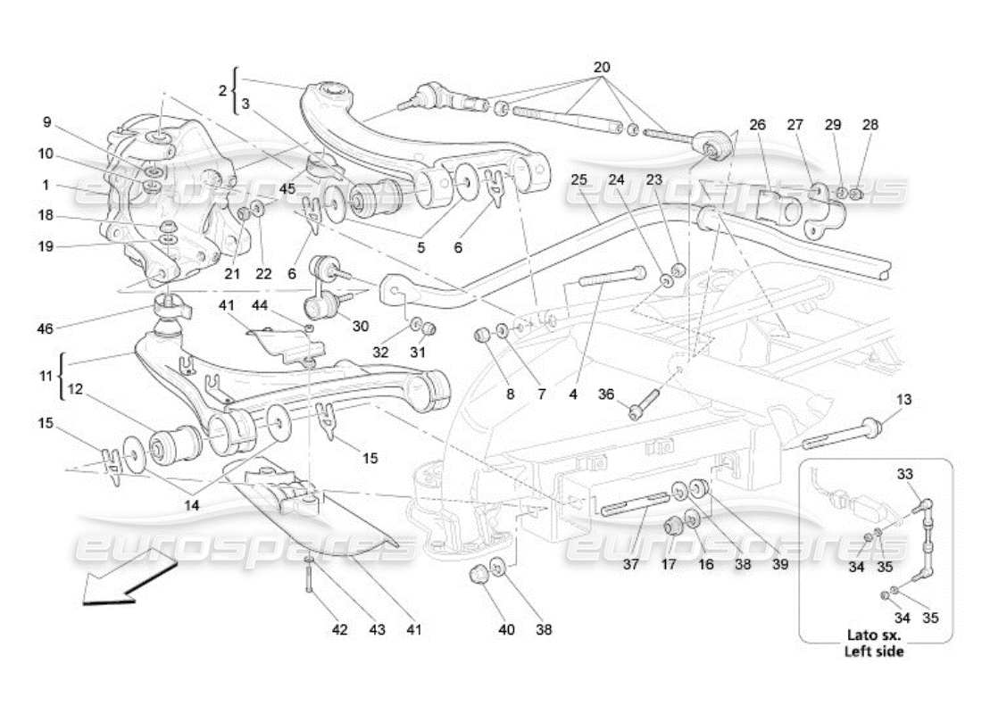 maserati qtp. (2005) 4.2 sospensione posteriore diagramma delle parti