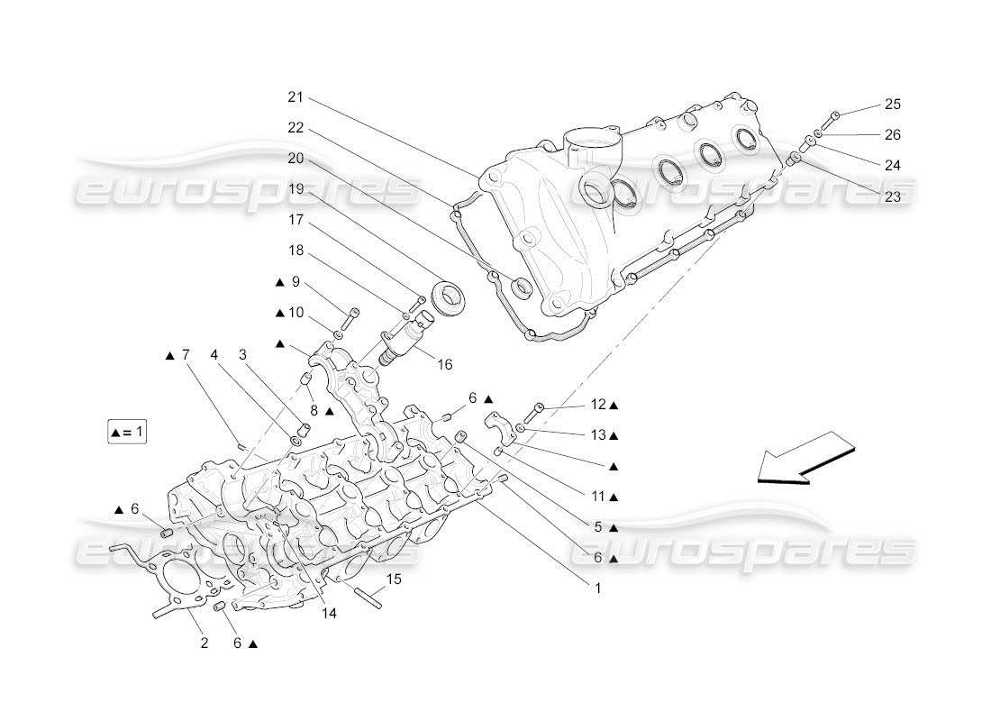 maserati qtp. (2011) 4.2 auto diagramma delle parti della testata del cilindro sinistra