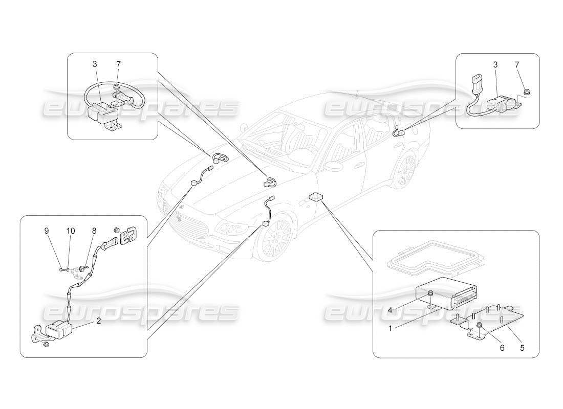 maserati qtp. (2011) 4.2 auto diagramma delle parti del controllo elettronico (sospensione).